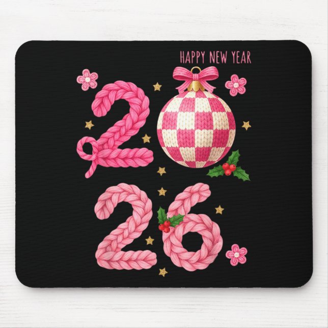 Mousepad Happy New Year 2026 Family Matching Crochet Men Wo (Frente)