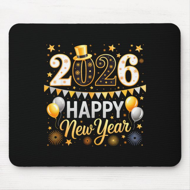 Mousepad Happy New Year 2026 Family Matching New Year Firew (Frente)
