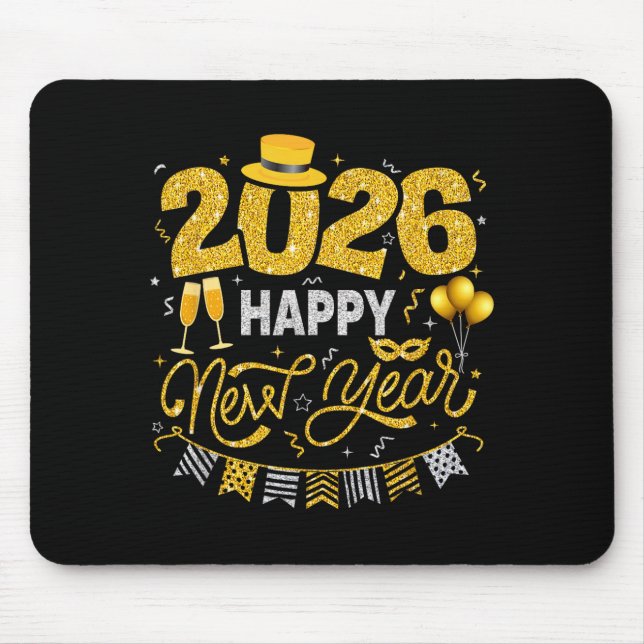 Mousepad Happy New Year 2026 Fireworks Countdown New Years  (Frente)