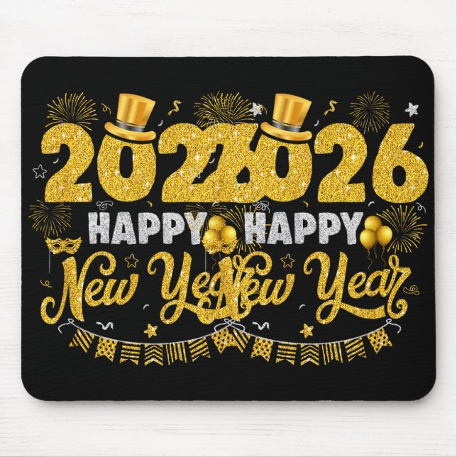 Mousepad Happy New Year 2026 Fireworks New Years Eve Party  (Frente)