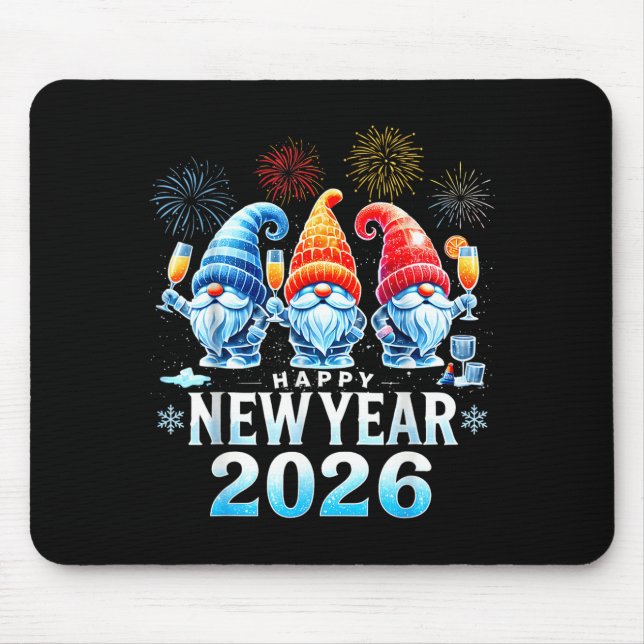 Mousepad Happy New Year 2026 Gnomes Family Party New Years  (Frente)