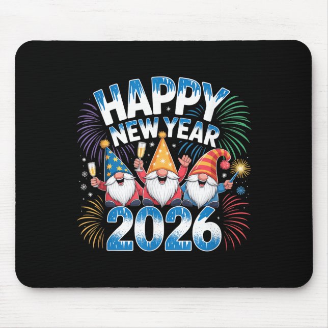 Mousepad Happy New Year 2026 Gnomes Family Party New Years  (Frente)