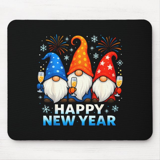 Mousepad Happy New Year 2026 Gnomes Matching Family New Yea (Frente)