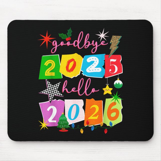 Mousepad Happy New Year 2026 Goodbye 2025 Hello 2026  (Frente)