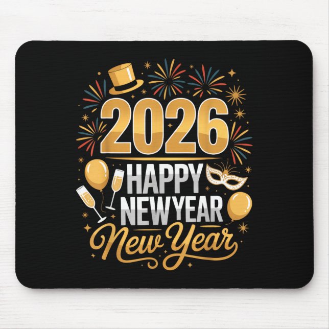 Mousepad Happy New Year 2026 New Year Party Ballon Family M (Frente)