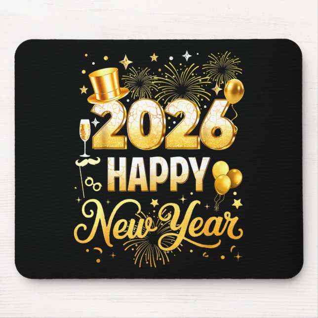 Mousepad Happy New Year 2026 New Year Party Ballon Family M (Frente)