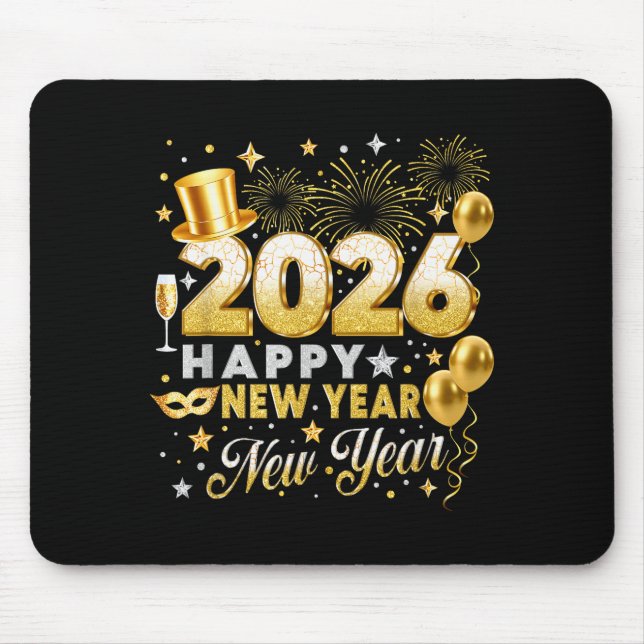 Mousepad Happy New Year 2026 New Year Party Ballon Family M (Frente)