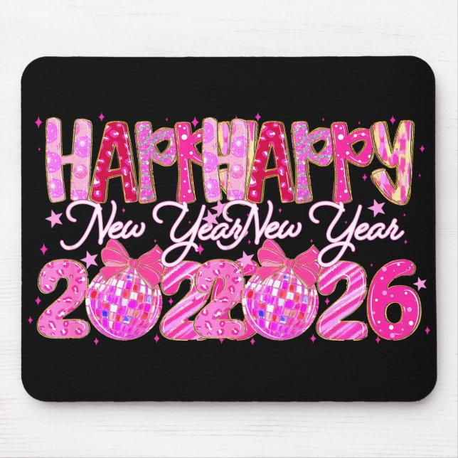 Mousepad Happy New Year 2026 Preppy New Years Nk Coquette B (Frente)