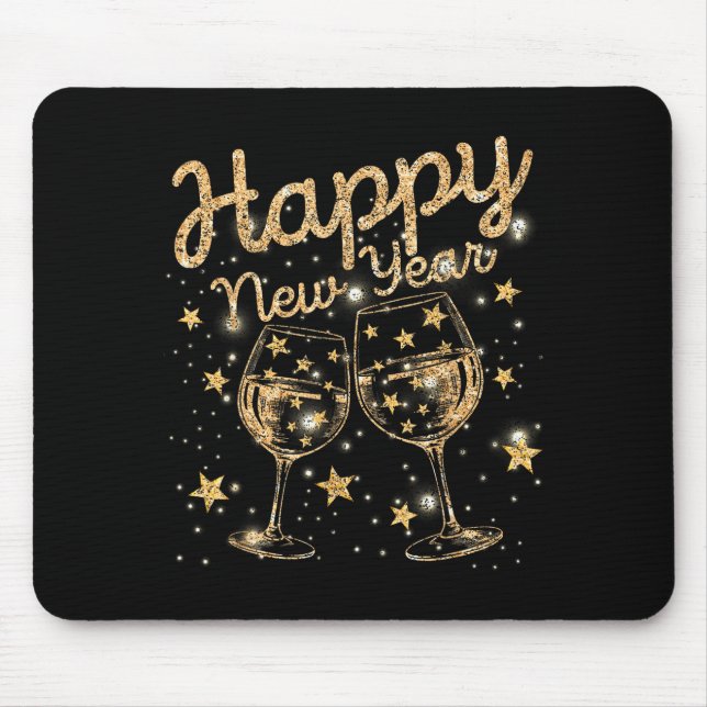 Mousepad Happy New Year Champagne New Years Men Women  (Frente)