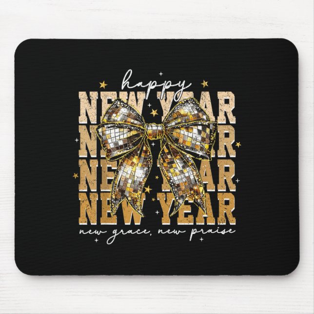Mousepad Happy New Year Coquette Bow New Year New Grace New (Frente)