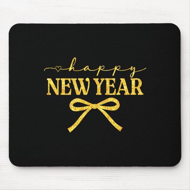 Mousepad Happy New Year Coquette Bow New Year Party Family  (Frente)