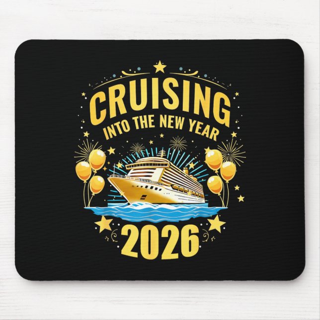 Mousepad Happy New Year Cruise 2026 Party Trip Cruising Int (Frente)