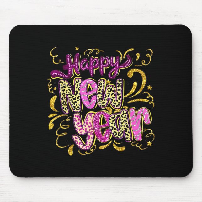 Mousepad Happy New Year Hello 2026 Retro Leopard  (Frente)