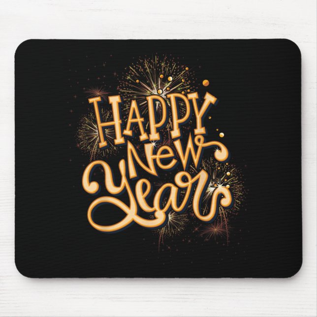 Mousepad Happy New Year New Years Eve Party , Black  (Frente)