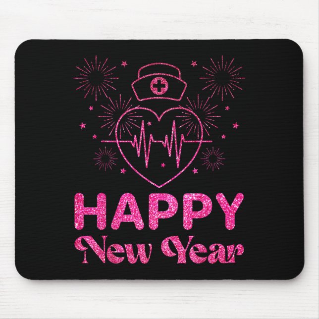 Mousepad Happy New Year Nurse Crew Heartbeat New Years Eve  (Frente)