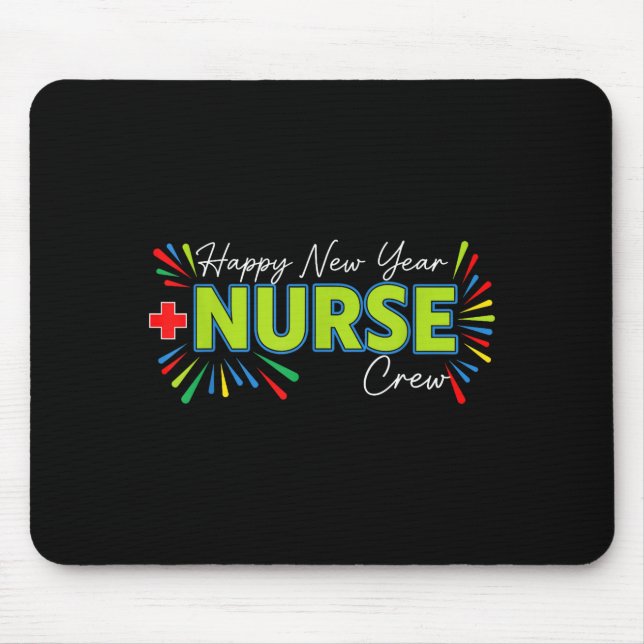 Mousepad Happy New Year Nurse Shirt, Fireworks Nurse Crew N (Frente)