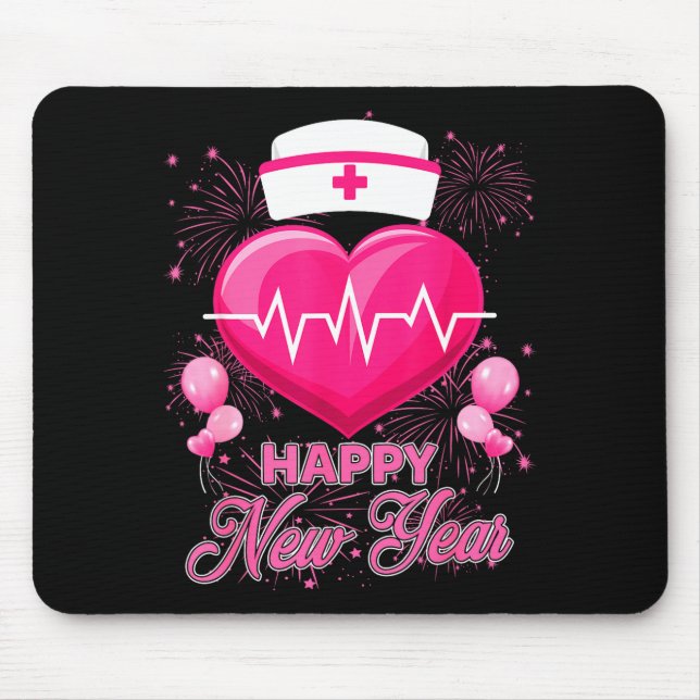 Mousepad Happy New Year Nurses Heartbeat New Years Eve Part (Frente)
