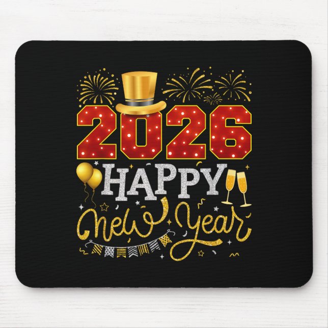Mousepad Happy New Year Party 2026 Ballon Family Matching C (Frente)