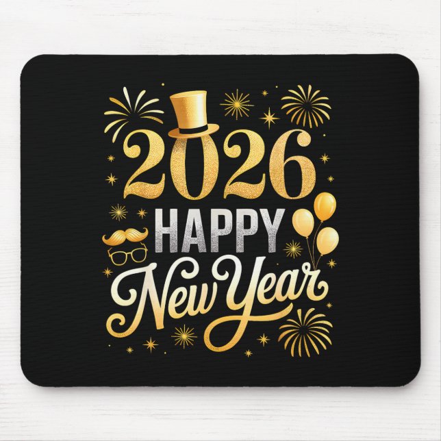 Mousepad Happy New Year Party 2026 Ballon Family Matching C (Frente)