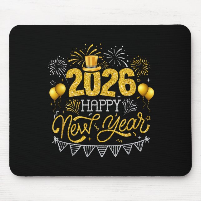 Mousepad Happy New Year Party 2026 Ballon Family Matching F (Frente)