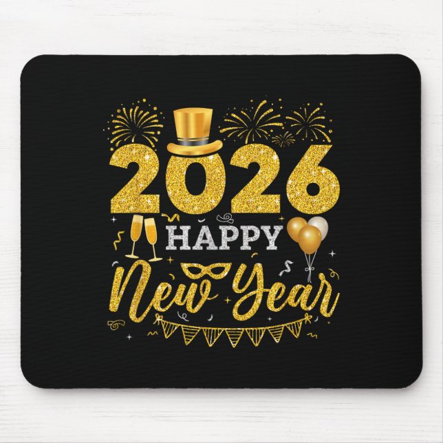 Mousepad Happy New Year Party 2026 Ballon Family Matching M (Frente)