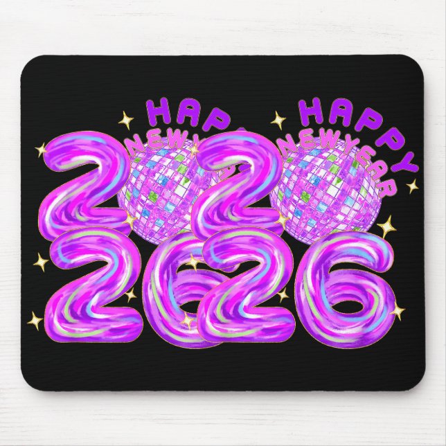 Mousepad Happy New Year Party 2026 Ballon Family Matching M (Frente)