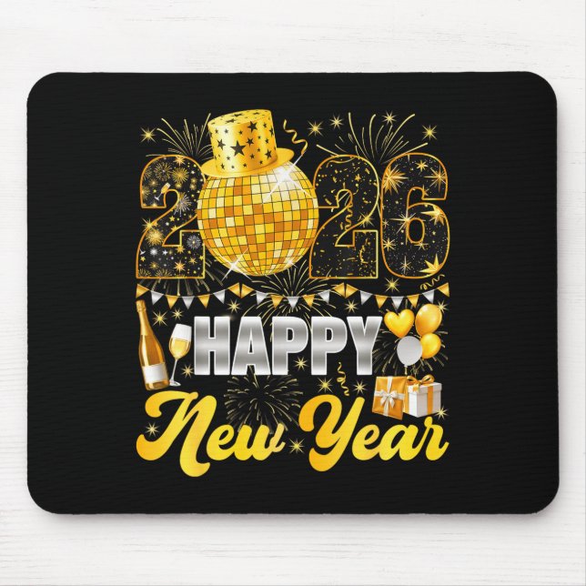 Mousepad Happy New Year Party 2026 Balloon Family Matching  (Frente)