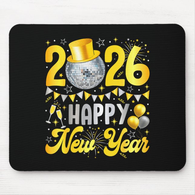 Mousepad Happy New Year Party 2026 Balloon Family Matching  (Frente)