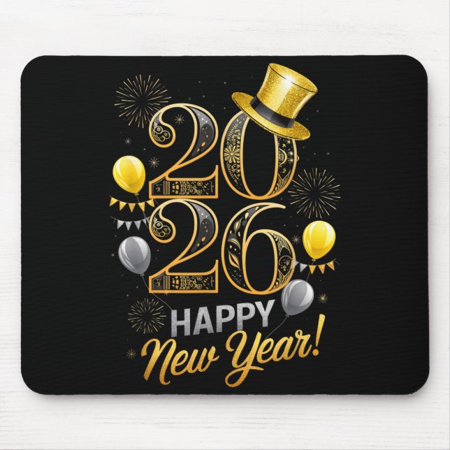 Mousepad Happy New Year Party 2026 Family Matching Balloon  (Frente)