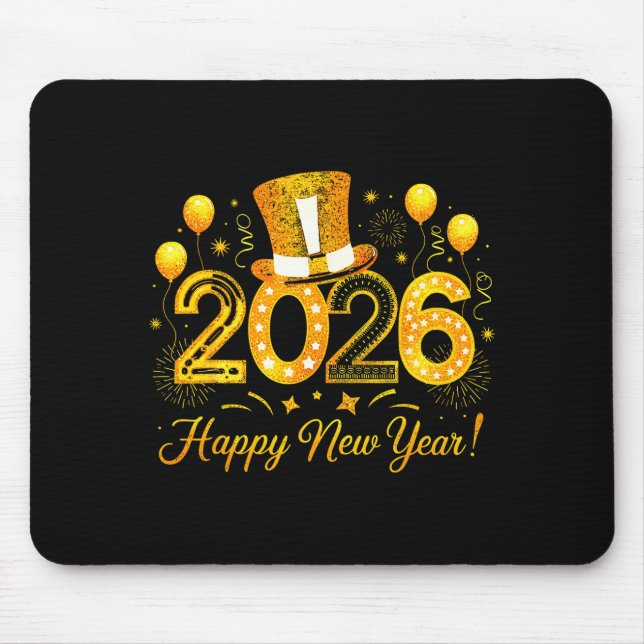 Mousepad Happy New Year Party 2026 Fireworks Family Matchin (Frente)