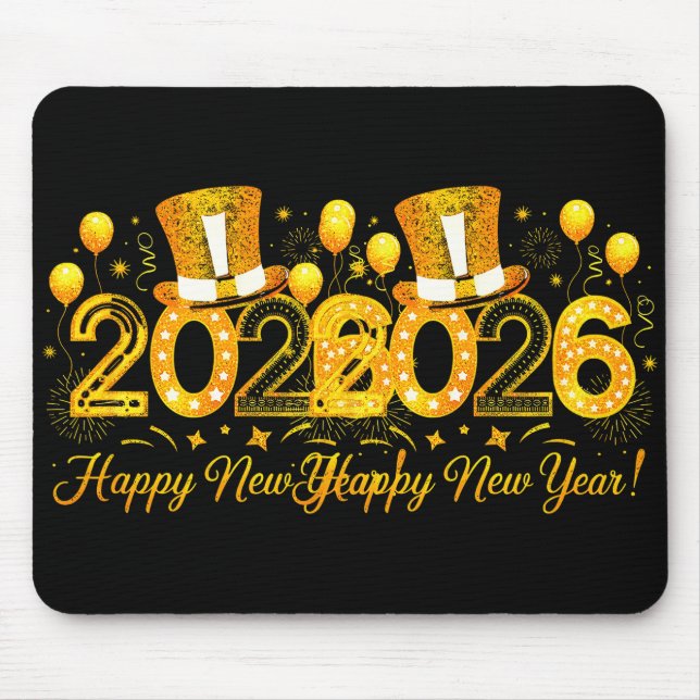 Mousepad Happy New Year Party 2026 Fireworks Family Matchin (Frente)