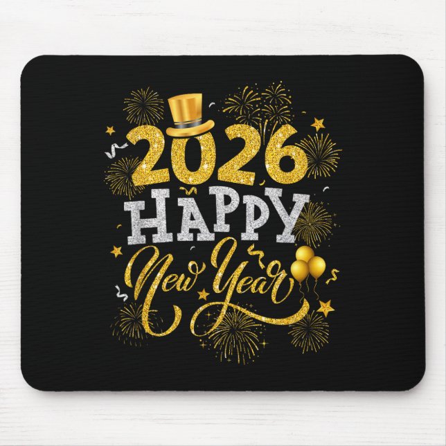 Mousepad Happy New Year Party 2026 Fireworks Family Matchin (Frente)