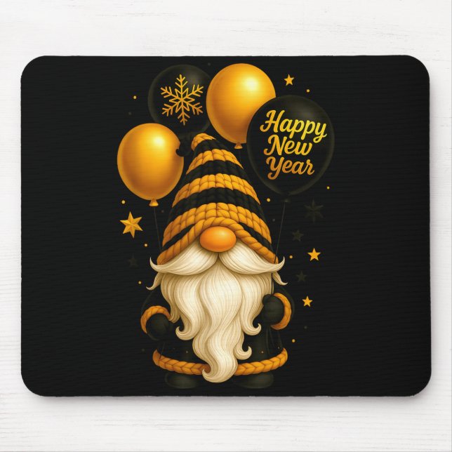 Mousepad Happy New Year Party New Years Eve 2026 Gnome Love (Frente)