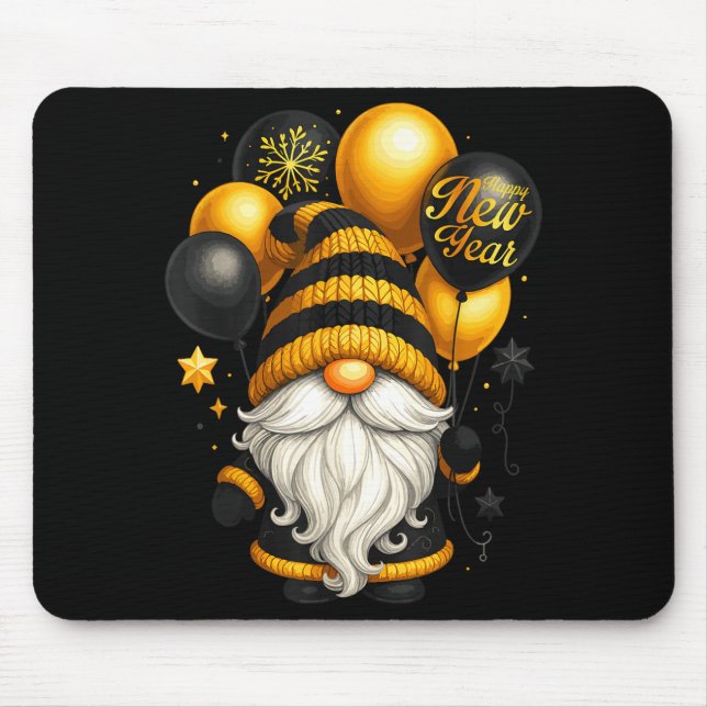 Mousepad Happy New Year Party New Years Eve 2026 Gnome Love (Frente)