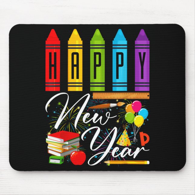 Mousepad Happy New Year Teacher Fireworks New Years Eve Par (Frente)