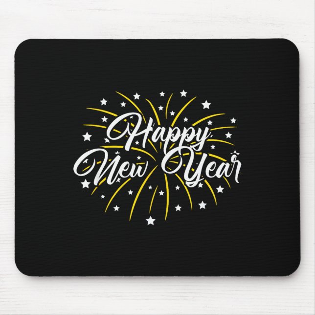 Mousepad Happy New Year Tee Uni-kids Black Small  (Frente)