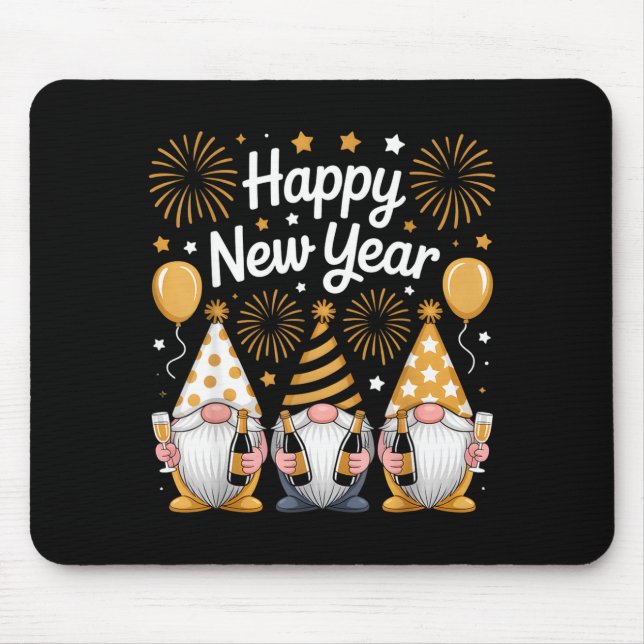 Mousepad Happy New Years Eve Party Gnomes Matching Family  (Frente)