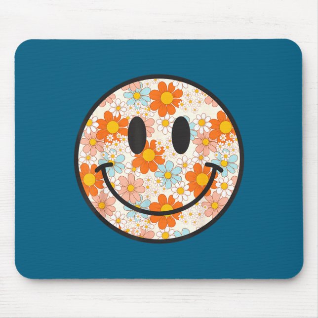 Mousepad Happy Retro Daisy Smile Face Preppy Aesthetic Men  (Frente)
