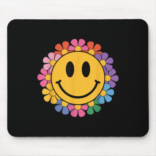 Mousepad Happy Retro Daisy Smile Face Preppy Aesthetic Men  (Frente)