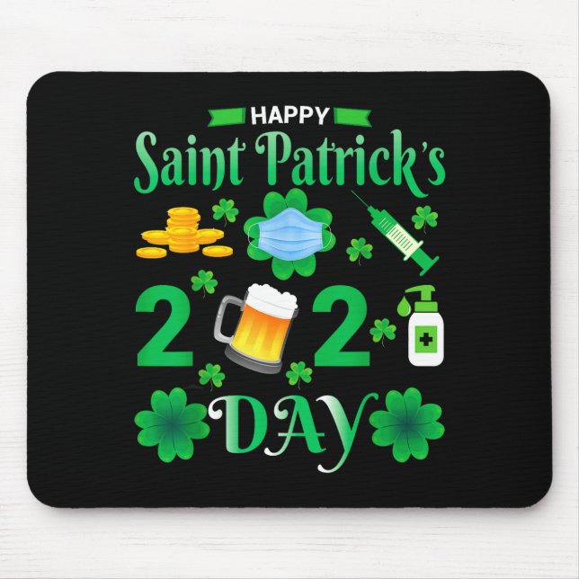 Mousepad Happy Saint Patrick's Day 2024 Irish Shamrock Face (Frente)