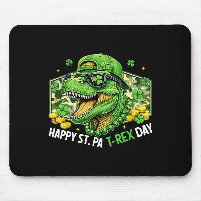 Mousepad Happy St Pat-rex Day Dinosaur Camo St Patricks Day (Frente)