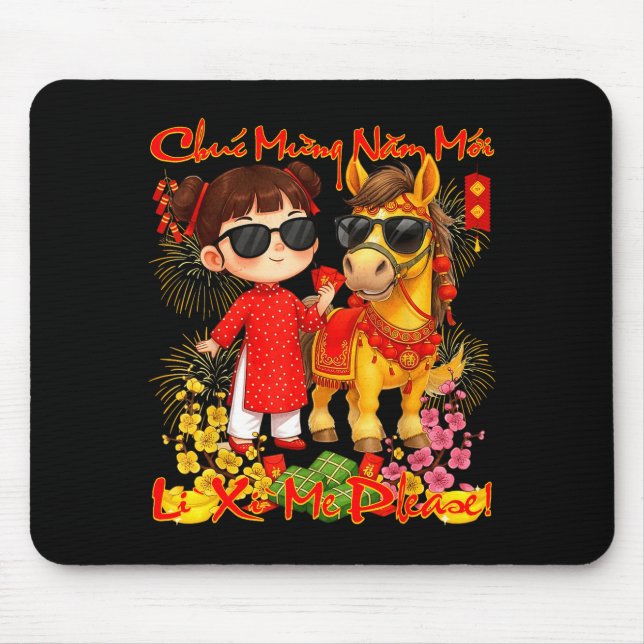 Mousepad Happy Tet Chuc Mung Nam Moi 2026 Li Xi Me Please K (Frente)