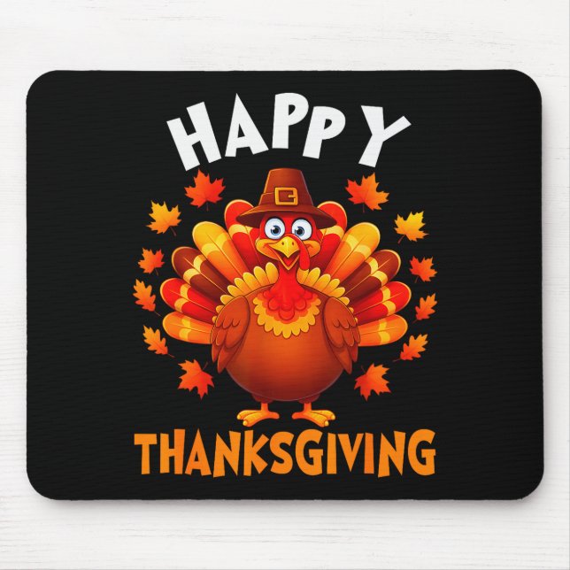 Mousepad Happy Thanksgiving Funny Turkey Family Dinner Than (Frente)