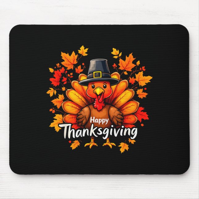 Mousepad Happy Thanksgiving Funny Turkey Family Dinner Than (Frente)