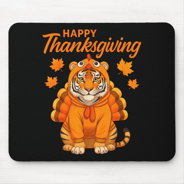 Mousepad Happy Thanksgiving Tiger Women Boys Girls Kids Out (Frente)