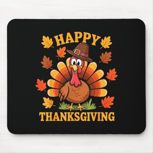 Mousepad Happy Thanksgiving Turkey Family Dinner Thanksgivi (Frente)