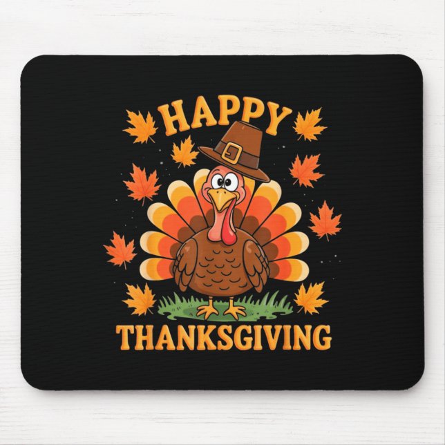 Mousepad Happy Thanksgiving Turkey Family Dinner Thanksgivi (Frente)