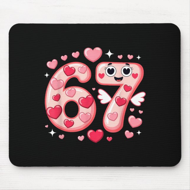 Mousepad Happy Valentine’s Day 67 Meme Hearts Coquette Bow  (Frente)