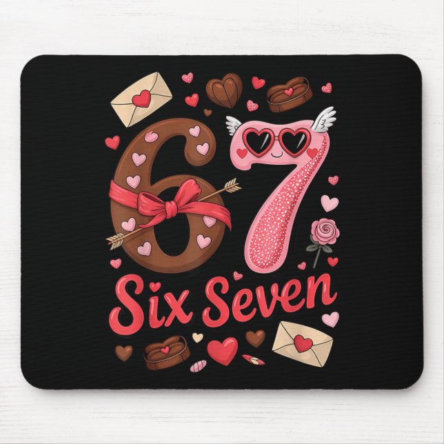 Mousepad Happy Valentine’s Day 67 Meme Hearts Coquette Bow  (Frente)