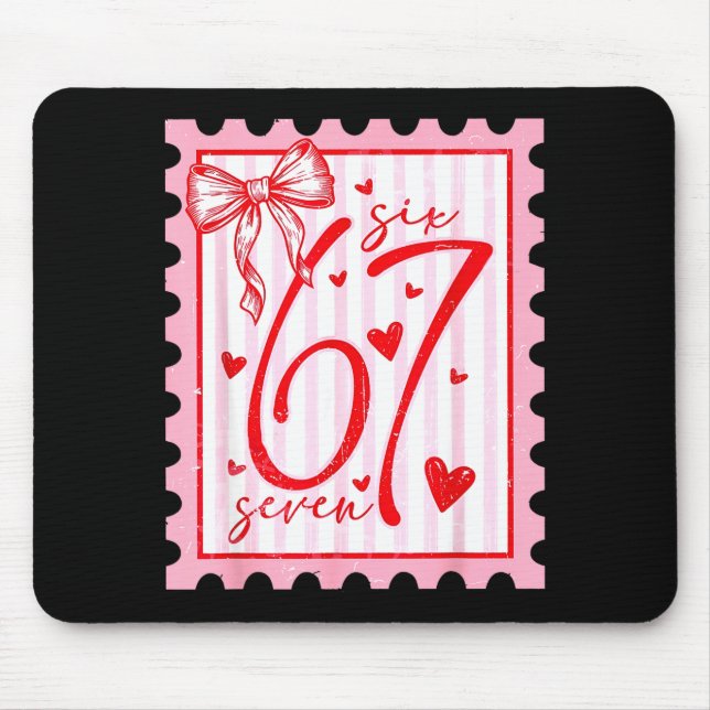 Mousepad Happy Valentine’s Day 67 Meme Hearts Coquette Bow  (Frente)